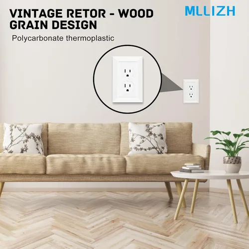 Vista 4 de Placa Decorativa Moderna para Pared con Diseño de Veta de Madera Retro, Cubierta de Interruptor, Cubierta de Tomacorriente para Interruptor de Luz