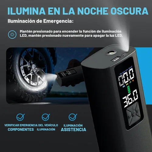 Vista 7 de Inflador de neumáticos, compresor de aire portátil, bomba de aire automática para neumáticos de automóvil, accesorios de automóvil con manómetro