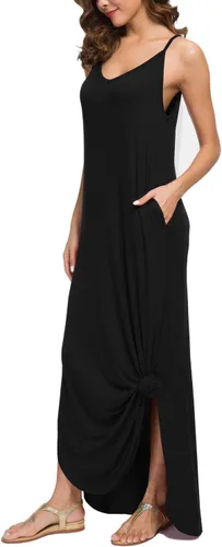 Vista 4 de GRECERELLE Vestido largo de verano para mujer, casual, holgado, para cubrir la playa, con bolsillo