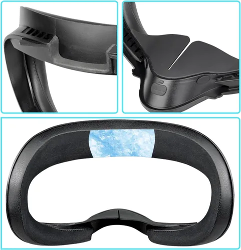 Vista 4 de SOULWIT 1Pcs Face Cushion Cover (Facial Interface) Replacement Kit for Oculus Quest 2, Softer Protein Leather + Cooling Gel, Anti-Leakage Nose Pad
