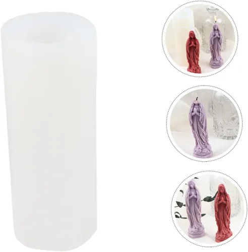 Vista 8 de EXCEART DIY Virgen María perfumada vela molde de silicona artesanal resina molde de fundición