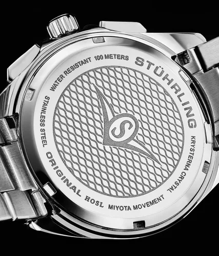 Vista 4 de Stuhrling Original Reloj deportivo para hombre con cronógrafo de acero inoxidable