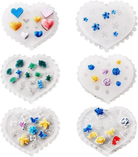 Vista 18 de Craftdady Molde de silicona con gemas de cabujón de 10 cavidades, molde de fundición de resina ovalada para resina epoxi UV, bricolaje