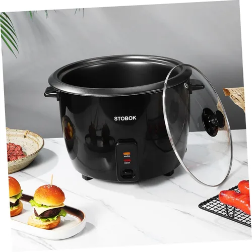 Vista 5 de Lurrose Arrocera eléctrica con tapa transparente, olla portátil para estofado doméstico para sopa de gachas de arroz, sopa y vaporera, enchufe