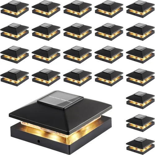 Vista 7 de Luces solares para punta de poste al aire libre 16 unidades, negras, impermeables, alimentadas por energía solar, luces de valla para cubierta