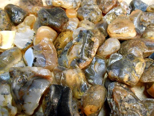 Vista 2 de Kit de recambio de gemas de vaso de roca Yellowstone, ágata dendrita negra Montana áspera 8 onzas