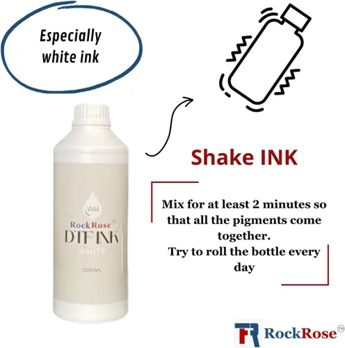 Vista 4 de RockRose Tinta DTF blanca 33.8 fl oz para película de transferencia DTF, antiobstrucción, colores vivos, tinta de impresora DTF para ET-8550 L-1800