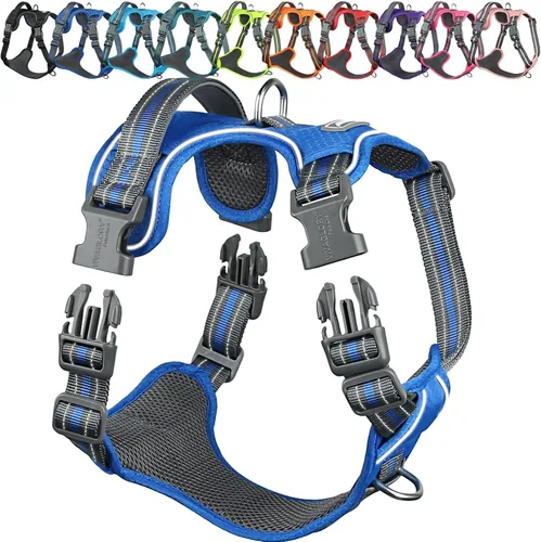 Vista 8 de Vivaglory - Arnés de arnés para perro sin tirones, XS, color negro, estampado with Handle Front and Back Clip for Training & Pulling, No Pull &