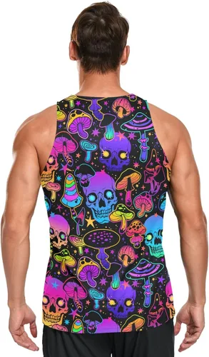 Vista 4 de Camisetas deportivas sin mangas para hombre, de secado rápido, para gimnasio, atletismo, fitness, correr, entrenamiento, playa, sin mangas