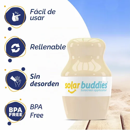 Vista 3 de Solar Buddies Aplicador de Protector Solar – Single Nude – Aplicador Recargable en Rollo con Esponja para Protector Solar, Crema Solar y Loción