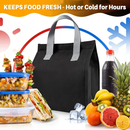 Vista 5 de Rainflow - Bolsa de almuerzo térmica para viajes de oficina Insulated Lunch Bag Keeps Food Hot Or Cold, Waterproof Reusable Carrier For Work