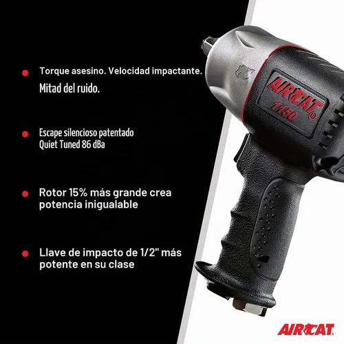 Vista 5 de AIRCAT Pneumatic Tools 1150 - Llave de impacto compuesta de 1/2 pulgadas, compacta y de bajo peso, herramienta de impacto para reparaciones