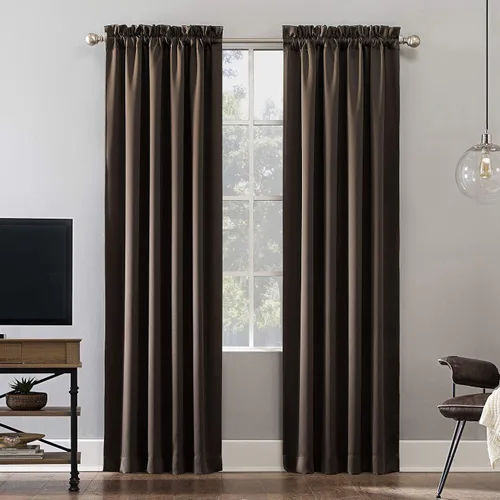 Vista 22 de Sun Zero Oslo Panel de cortina de calidad de teatro con bolsillo para varilla totalmente opaca, 52 x 63 pulgadas, negro