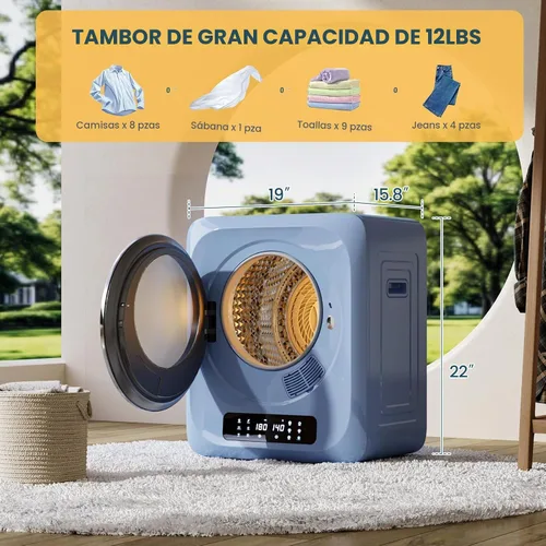 Vista 2 de Zynkez Secadora de ropa portátil de 12 libras, secadora de ropa compacta de 850 W con secadora de botas, 6 modos de secado, secadora eléctrica