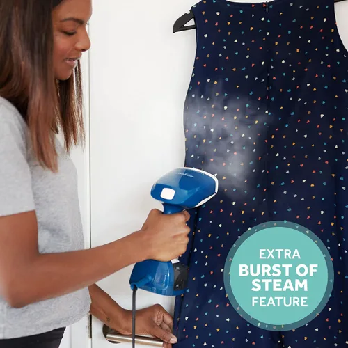 Vista 5 de Sunbeam 1200W Vaporizador de mano para ropa con explosión de vapor, configuración de vapor dual, calentamiento rápido de 30 segundos, accesorio