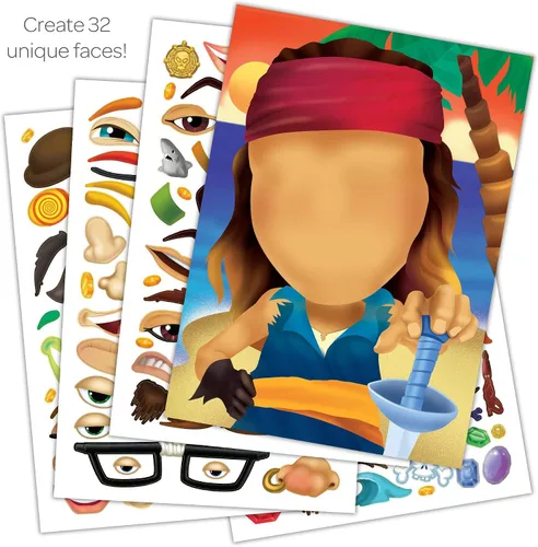 Vista 3 de Bendon 42422 Kooky Pirates Create-A-Face - Bloc de calcomanías