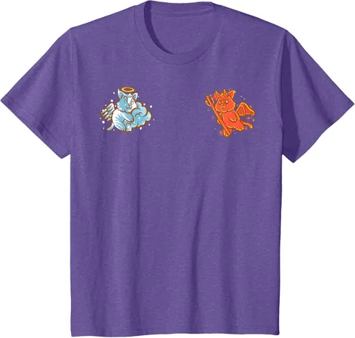 Vista 43 de Camiseta de gato ángel y diablo sentado en tu hombro Nerd Kitten, Negro