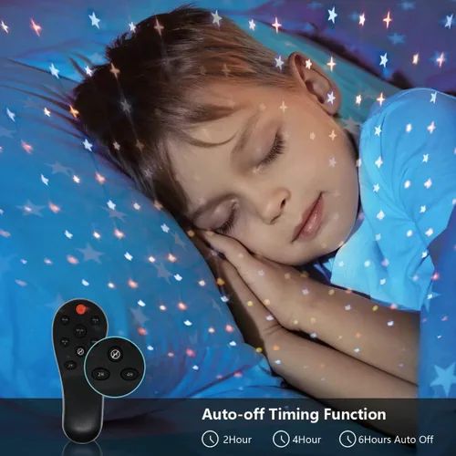 Vista 5 de Proyector de estrellas, luz nocturna de estrellas para niños, proyector de vacaciones al aire libre con 4 modos y control remoto, luces de Navidad