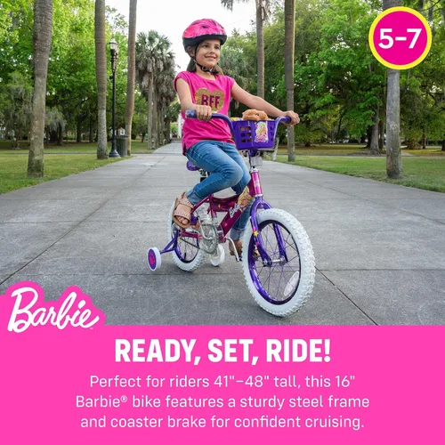 Vista 2 de Dynacraft Barbie 12, 16, 18-inch Girls' Bike for Kids Ages 3-9 Years - Fun and Stylish Design, Sturdy and Durable, Perfect for Kids Learning to