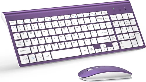 Vista 9 de Combo de teclado y ratón inalámbricos ultra delgado, TopMate - Azul Negro