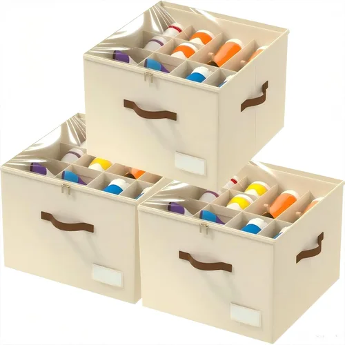 Vista 10 de Organizador de zapatos para armario, contenedores plegables de almacenamiento de zapatos, se adapta a hasta 16 pares, caja organizadora grande