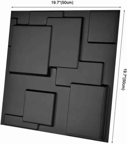 Vista 4 de [Usado] Art3d - Panel de pared cuadrado mágico, negro, 32 pies cuadrados (paquete de 12)
