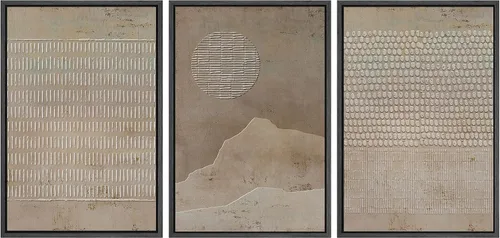Vista 269 de SIGNWIN Lienzo enmarcado para pared, juego de arte neutro de bosque brumoso, ilustraciones en tono tierra, arte moderno, decorativo, bohemio