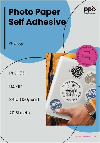 Vista 15 de PPD Premium: papel adhesivo de vinilo imprimible para impresora de inyección de tinta - 10 hojas brillantes de 8.5 x 11 - autoadhesivo, impermeable