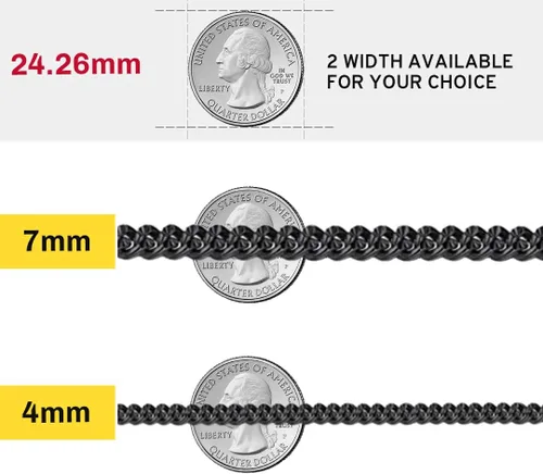 Vista 4 de ChainsHouse Stainless Steel Cuban Chain Necklace for Men Women, 18K GoldBlackRose Gold Plated Miami Curb Chains,18" 20" 22" 24" 26" 28" 30