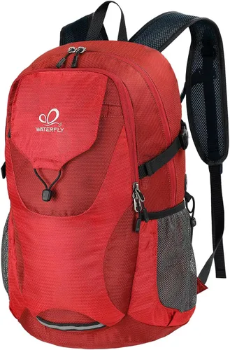 Vista 13 de WATERFLY Mochila de senderismo ligera y plegable, paquete de día 30L azul