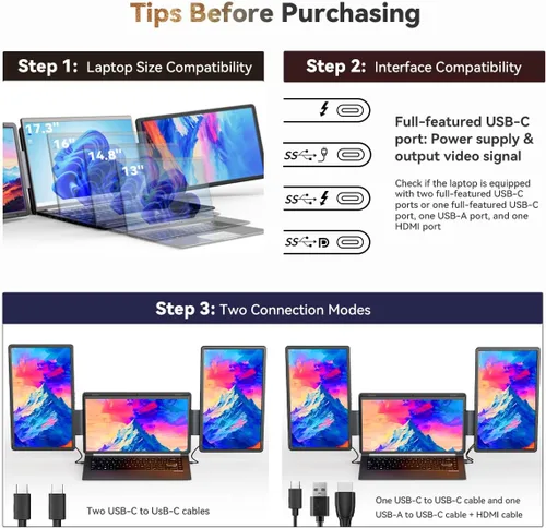 Vista 5 de Extensor de pantalla para portátil de 15.6", extensor de monitor