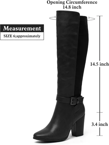 Vista 3 de Botas altas hasta la rodilla con cremallera para mujer, botas de tacón alto y grueso