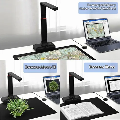 Vista 7 de VIISAN Escáner de libros y documentos de gran formato, tamaño de captura A2/A3, cámara de documentos USB de 26 MP con aplanamiento automático