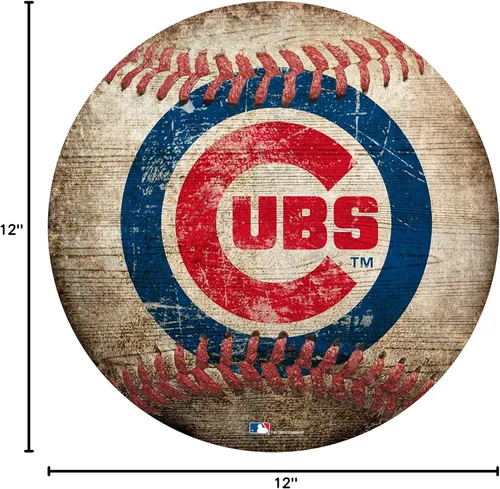 Vista 2 de GameDay Novelties Letrero con forma de béisbol de Cubs de 12 pulgadas