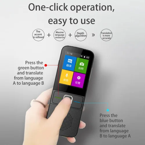 Vista 7 de Dispositivo de traductor de idiomas, dispositivo de traductor instantáneo portátil compatible con WiFi/Bluetooth/Offline bidireccional en tiempo