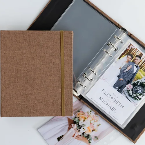 Vista 10 de Álbum de Fotos de Cabina de Fotos 2x6 - Cuaderno con Purpurina de 6 Anillos Carpeta Brillante con 20 Fundas para Fotos de 2 por 6 - Se Adapta a 80
