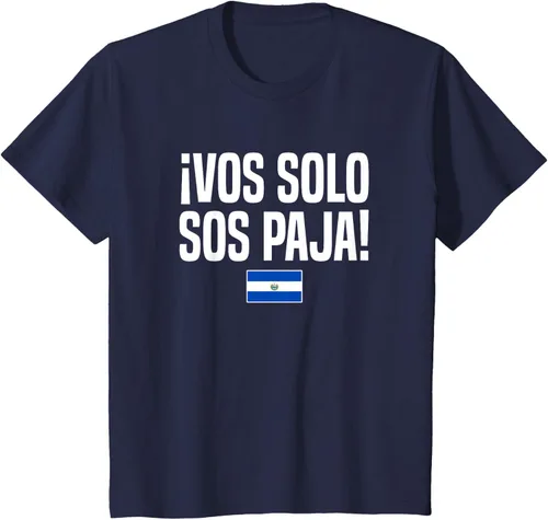 Vista 83 de Camiseta Vos Solo Sos Paja Salvadoran Slang Bandera de El Salvador, Negro