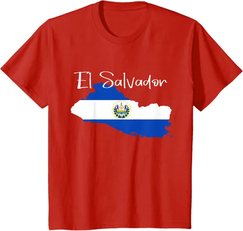 Vista 3 de Camiseta con la bandera de El Salvador, mapa de El Salvador, camiseta de Salvador para mujer