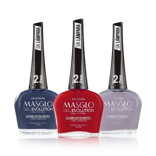 Vista 11 de MASGLO Gel Evolution - Juego de 3 esmaltes de uñas, no necesita lámpara UV/LED, secado rápido, uso de 12 días, fórmula libre de 14, acabado