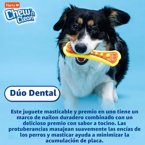Vista 5 de Hartz Chew 'n Clean Dental Duo Golosina dental para perros con sabor a tocino y masticable, extra grande