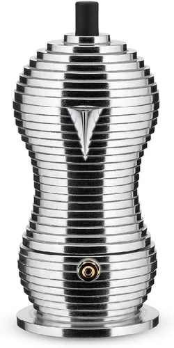 Vista 2 de Alessi MDL02/1 B "Pulcina" - Cafetera de espresso para estufa de 1 taza con asa y perilla de aluminio en color negro