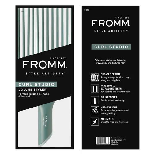 Vista 5 de Fromm Professional Curl Studio - Pinza de cabello de 6 pulgadas para dar volumen, desenredar y peinar cabello húmedo y seco, rizado, rizado
