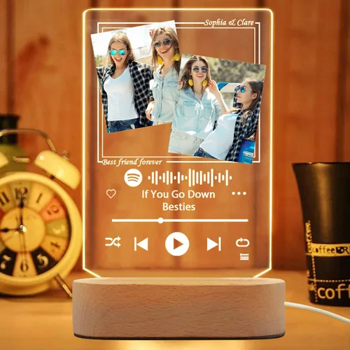Vista 4 de YESCUSTOM Regalo personalizado para novio novia poema acrílico Cubierta de álbum acrílico Lámpara de luz nocturna transparente personalizada