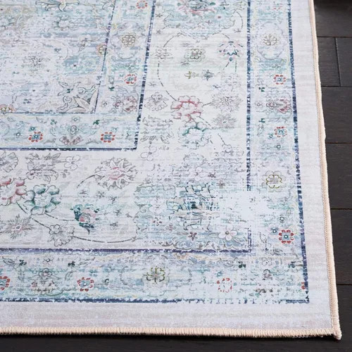 Vista 3 de SAFAVIEH Alfombra lavable Tucson Collection - 2 pies 6 pulgadas x 4 pies, beige y verde, antideslizante, ideal para zonas de alto tráfico