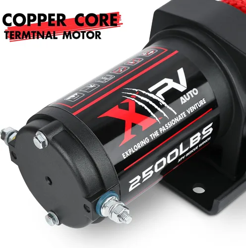 Vista 2 de XPV AUTO 2500lbs Cabrestante Eléctrico de 12V Cuerda Sintética de Nylon para Remolque de ATV UTV Barco Remolque