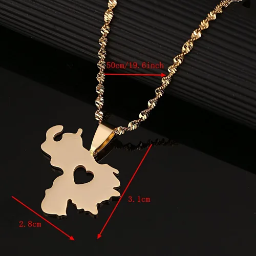 Vista 4 de Collar con colgante de mapa de Venezuela de tamaño mediano