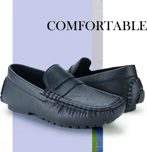 Vista 2 de Hawkwell Kids Casual Penny Loafer Slip On Dress Moccasin Driver Shoes(ToddlerLittle KidBig Kid)