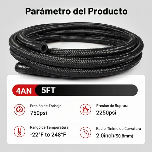 Vista 4 de EVIL ENERGY 4AN Línea de combustible, manguera trenzada de nylon CPE AN4 de 5 pies, negra Negro