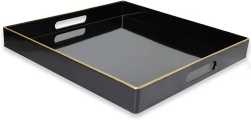 Vista 14 de Spsyrine Bandeja Decorativa Azul para Sala de Estar, Bandeja Cuadrada Moderna de Plástico para Servir Café para Mesa Otomana Baño Cocina, 13"*13