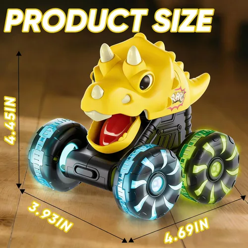 Vista 5 de Camiones monstruos para niños pequeños, juguete de dinosaurio Press & Go con luz - Juguete de Monster Cars con ruedas LED para regalos de cumpleaños